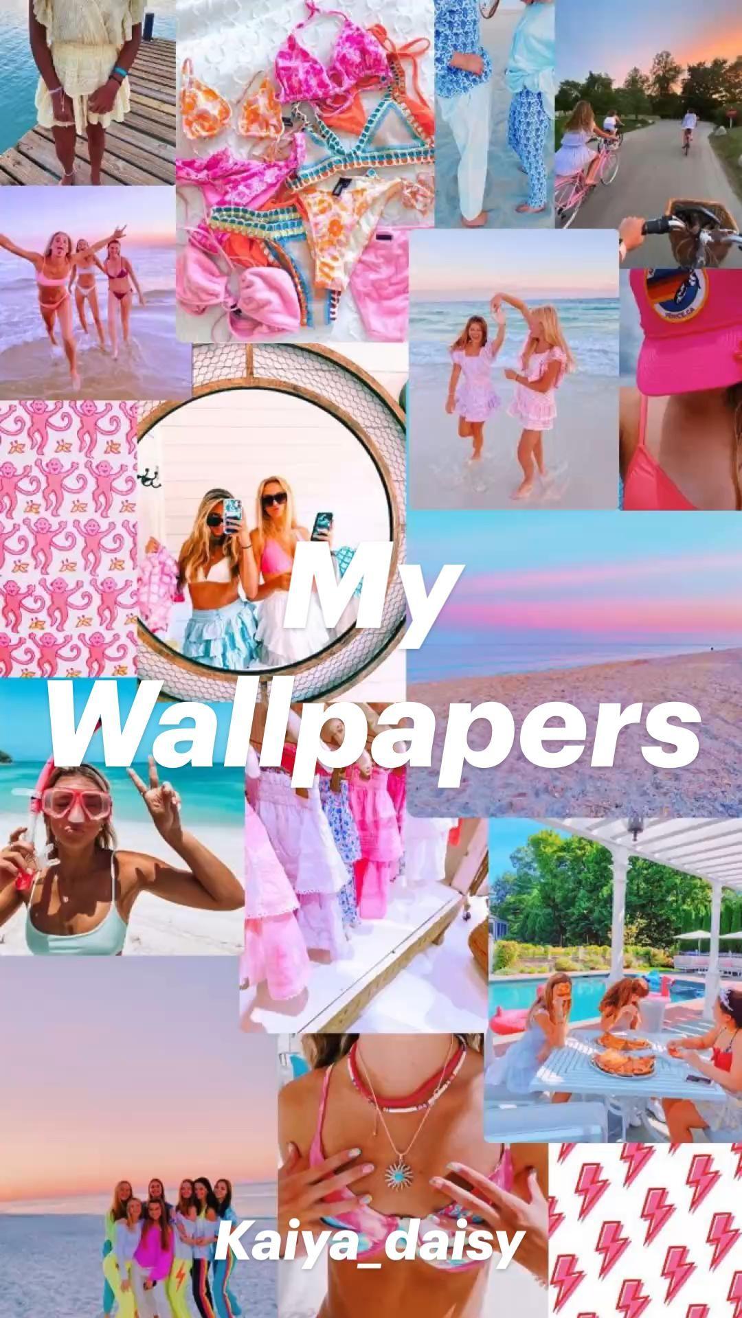 Kaiya Preppy Summer Pink Aesthetic Collage Wallpaper