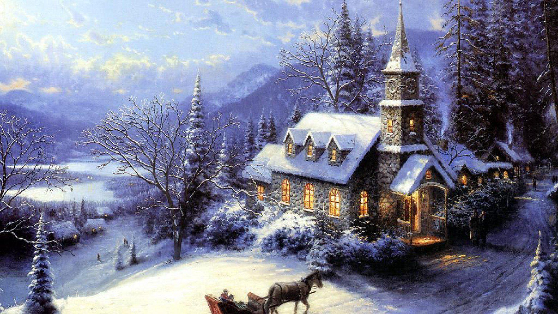Christmas Churches Wallpaper