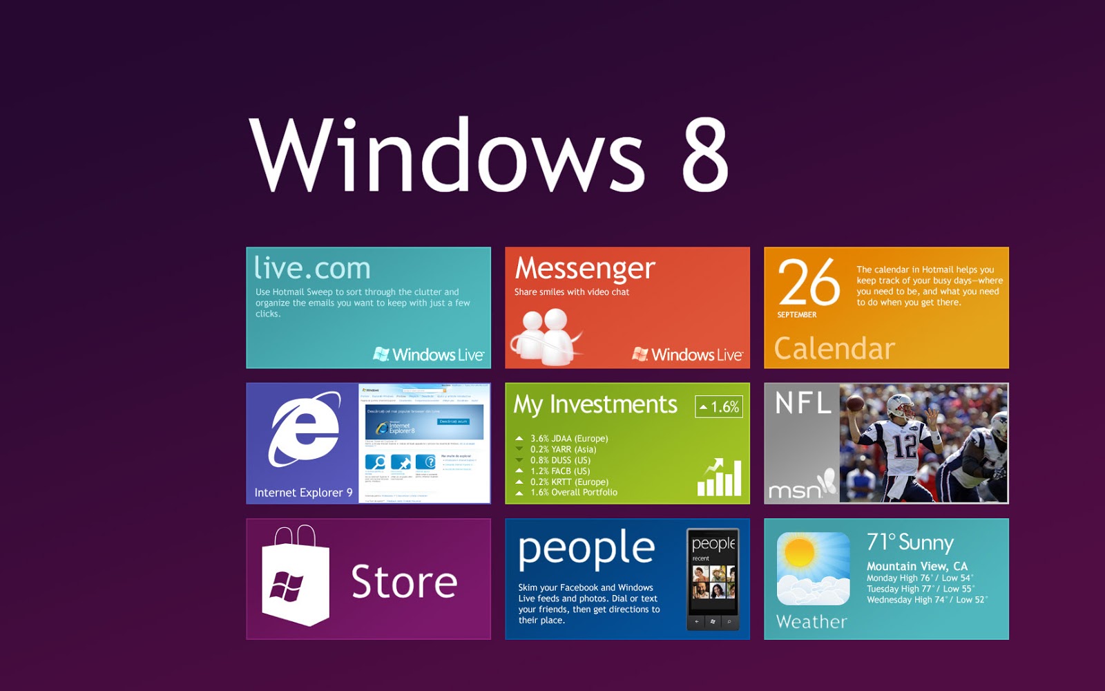 Paarse Windows 8 Metro wallpaper HD Windows 8 Metro achtergrond