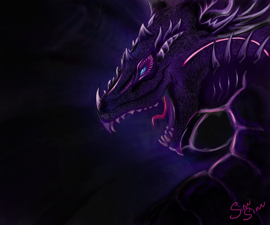 Black And Purple Dragons Wallpaper Dark Dragon By