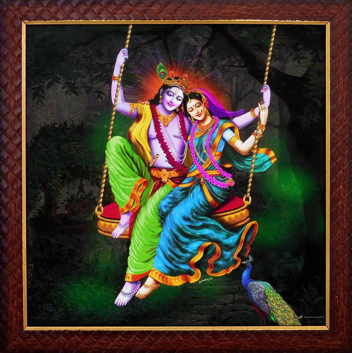 Radha Krishna On A Swing Screen Print