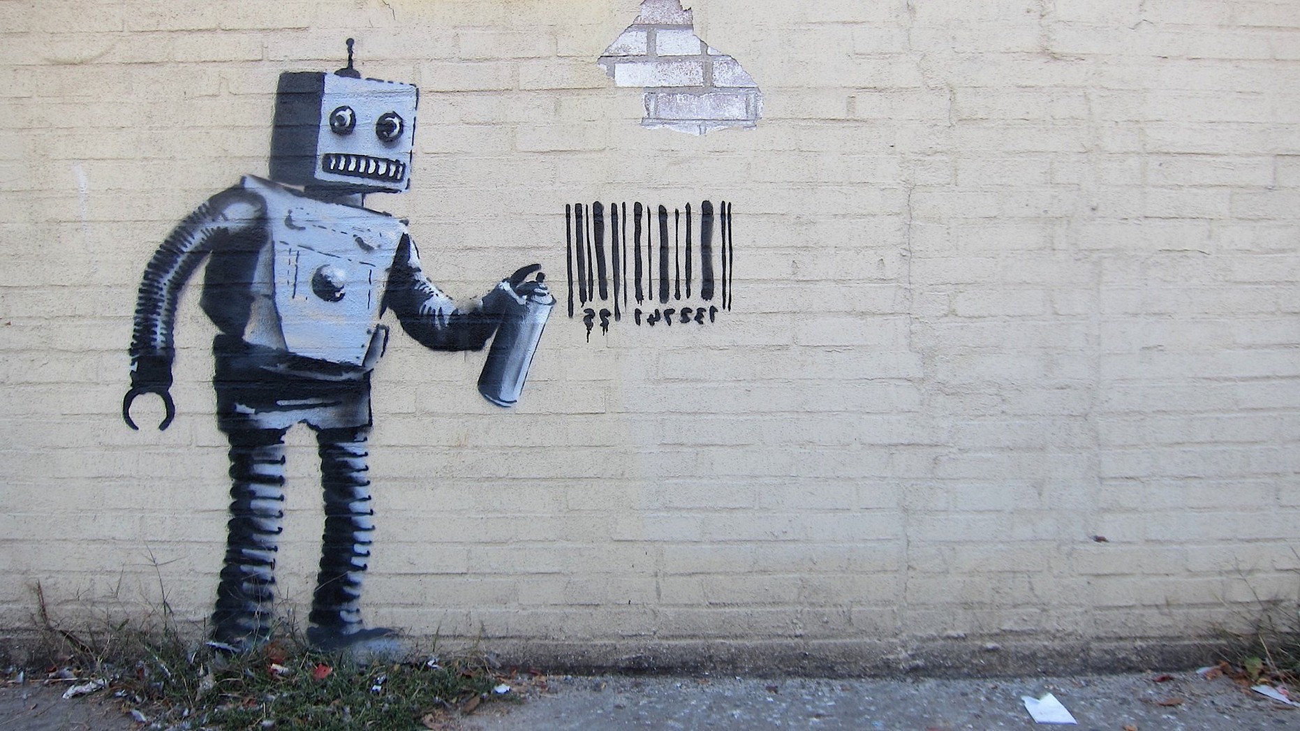 Banksy Robot Graffiti I Hadnt Seen Perfect Anime Android