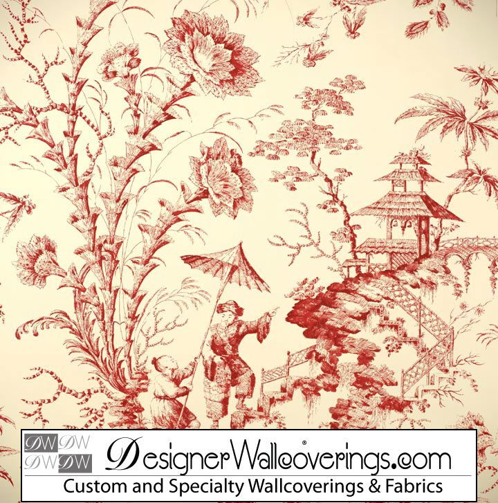 Asian Pagoda Toile Wallpaper [PAL 42040] Designer Wallcoverings