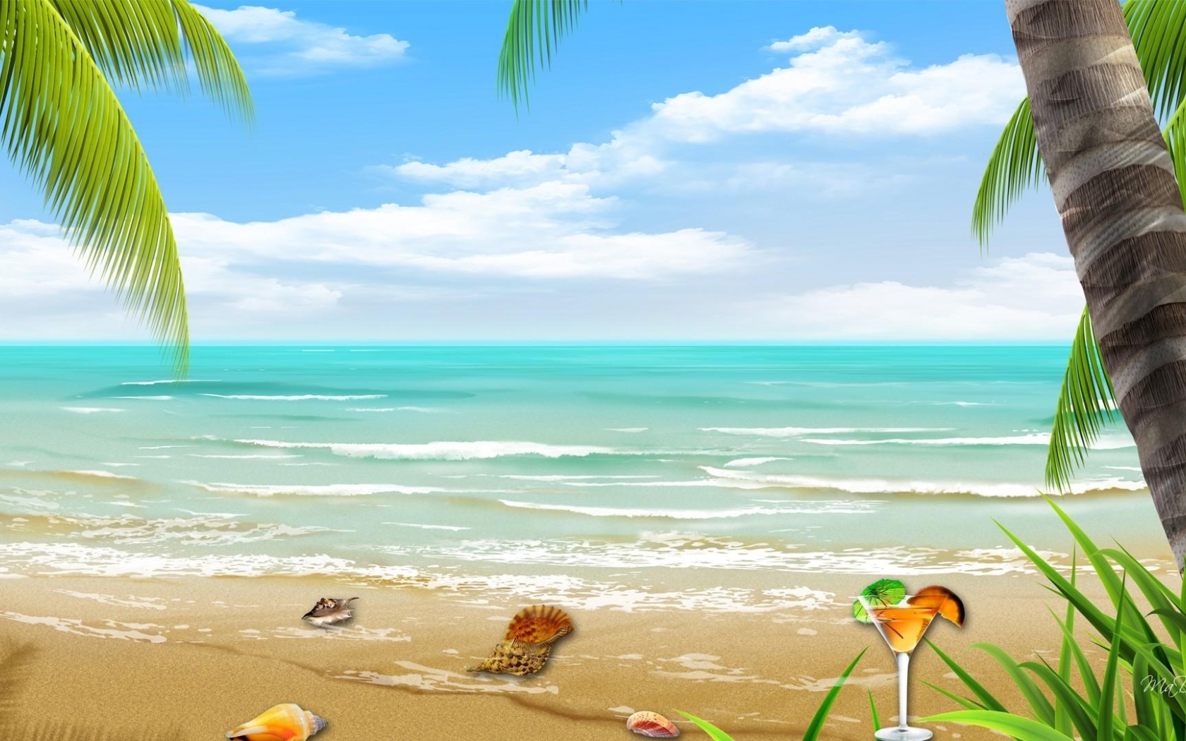 Vector Tropical Beach Wallpaper HD Background Gallery