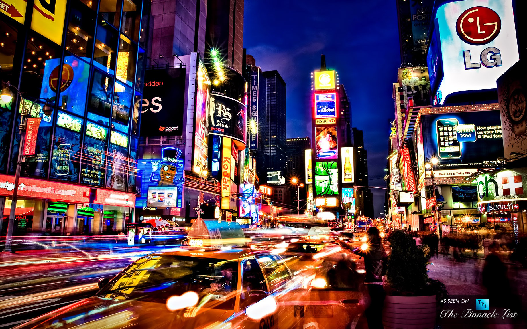 Times Square New York Usa City Cities Neon Lights Traffic Night T