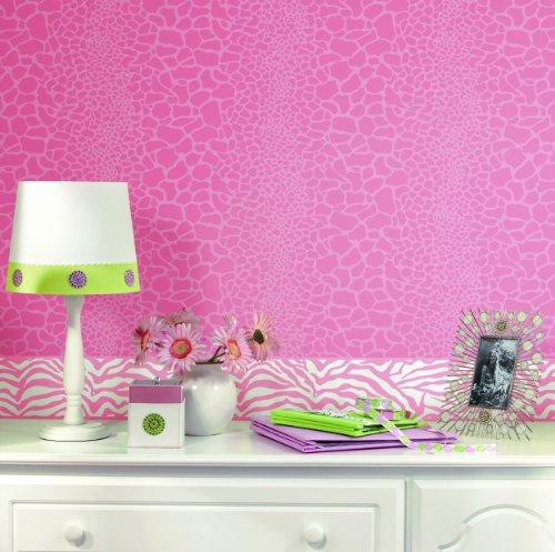  Girly Glam Zebra Pre Pasted Wallpaper Border Black HOME WALL DECORS