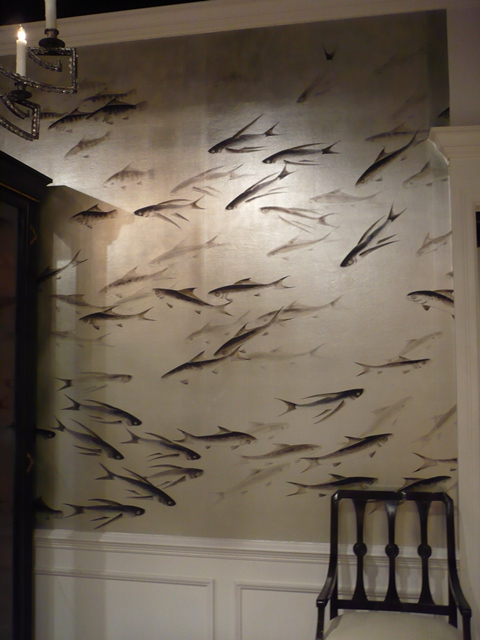 De Gournay Wallpaper Fish An Antique Faux Marbre Painted