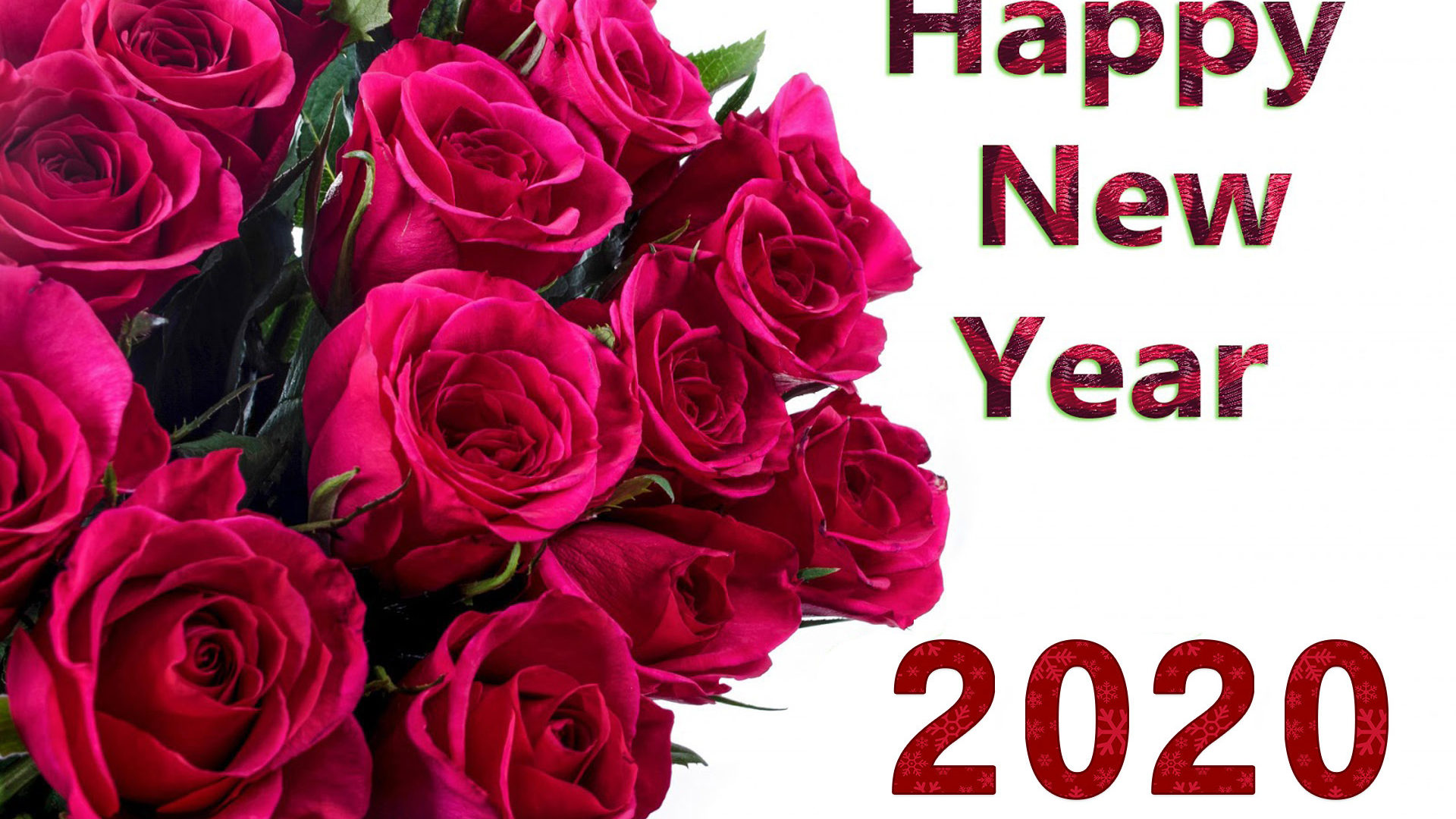 Happy New Year Red Roses Wallpaper HD High Quality