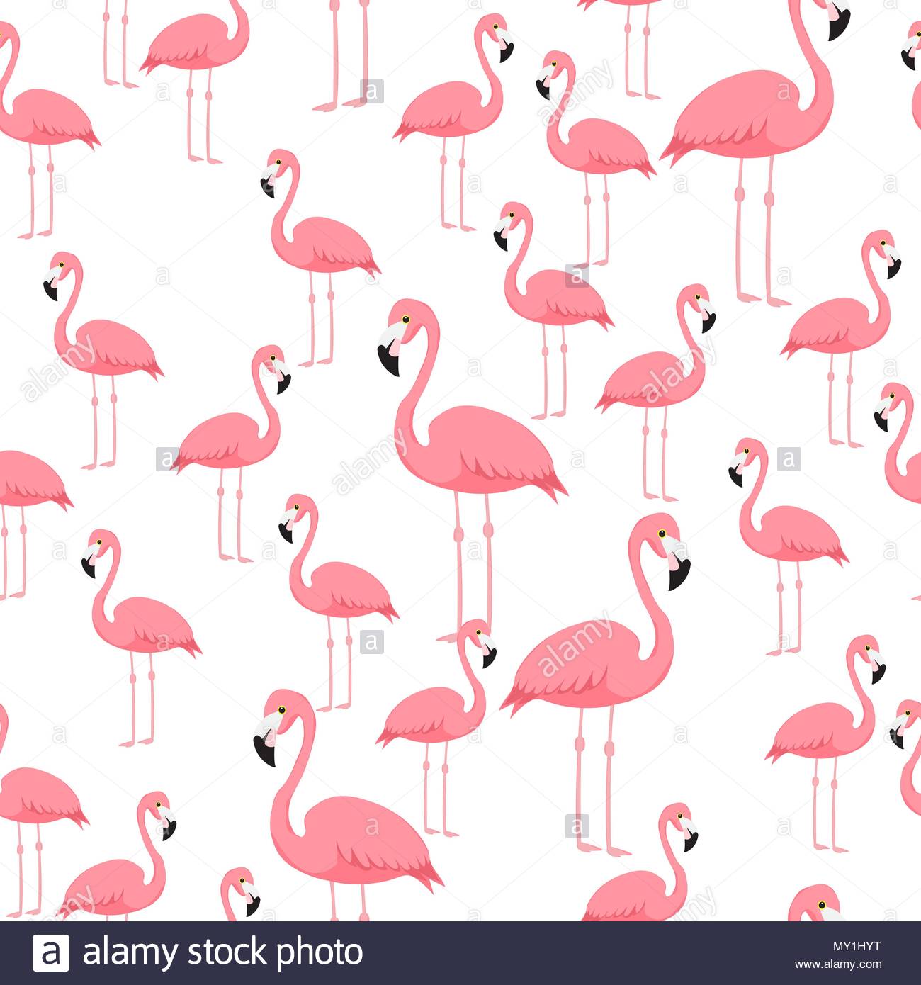 Pink Flamingo Seamless Pattern Beach Art Print Wallpaper Stock
