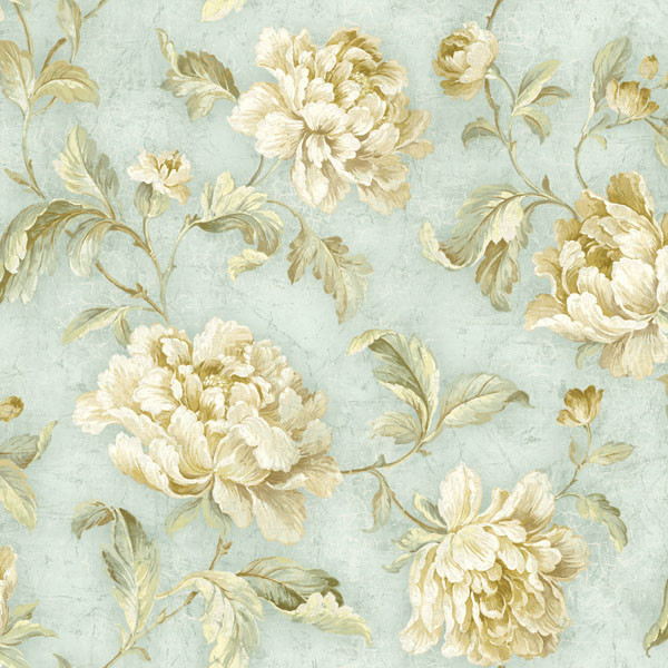 Neutral Cabbage Rose Trail Wallpaper Traditional Wallpaper by
