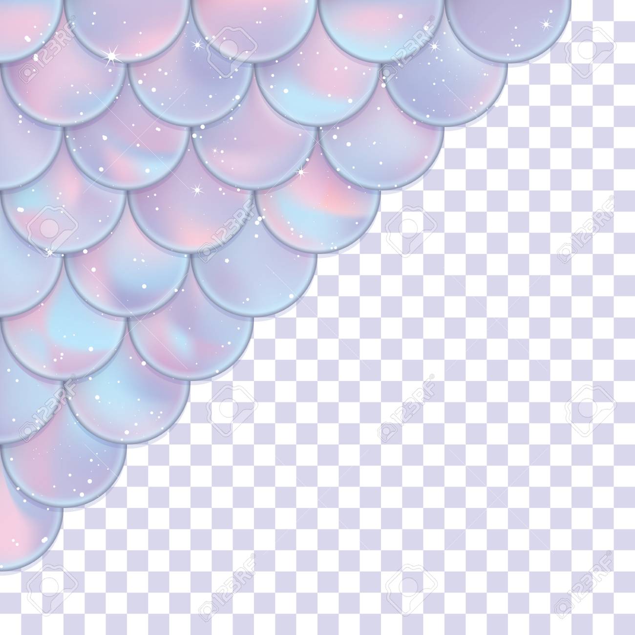 Holographic Mermaid Scales On A Transparent Background