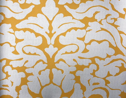 Imperia Wallpaper Contemporary Damask In Yellow And Silver