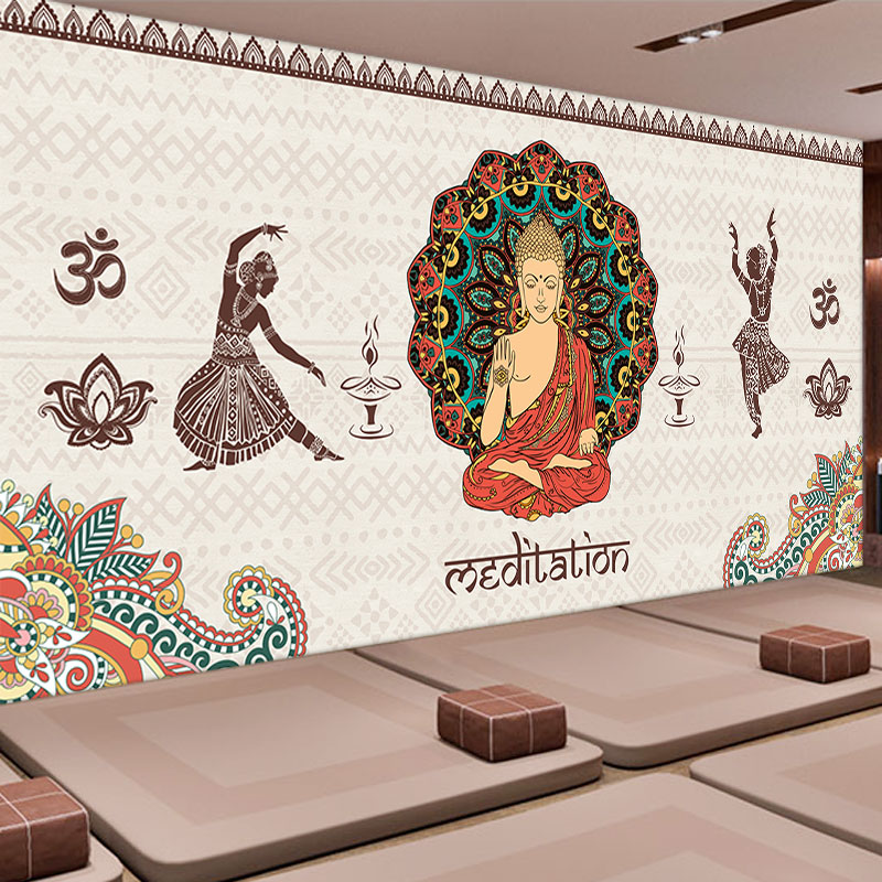 Custom Wall Mural India Style Wallpaper Living Room Yoga Hall