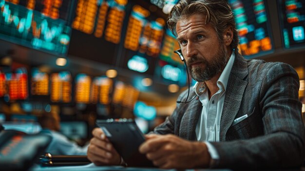 Customer Stockbroker In A Bank Interior Wallpaper