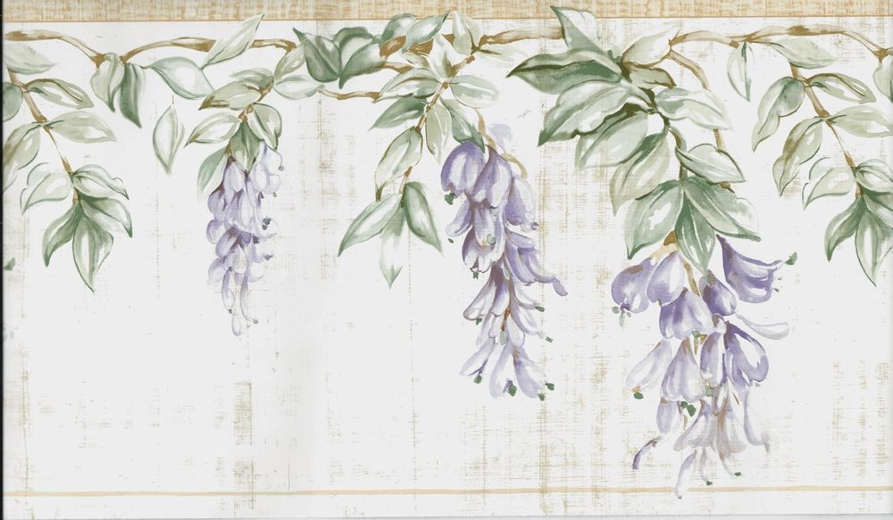 Country Lavender Wisteria Floral Wallpaper Border