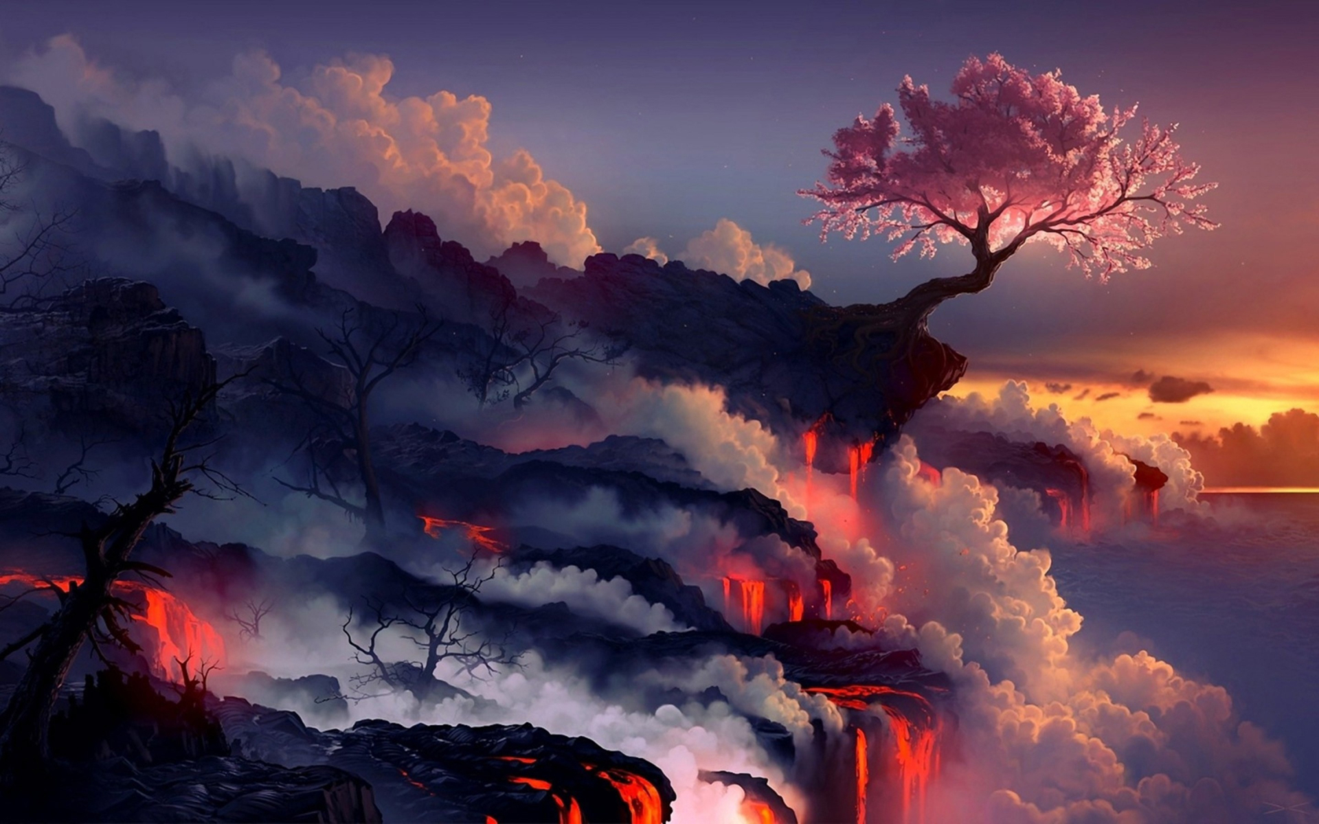 Fantasy Lava Landscape HD Wallpaper