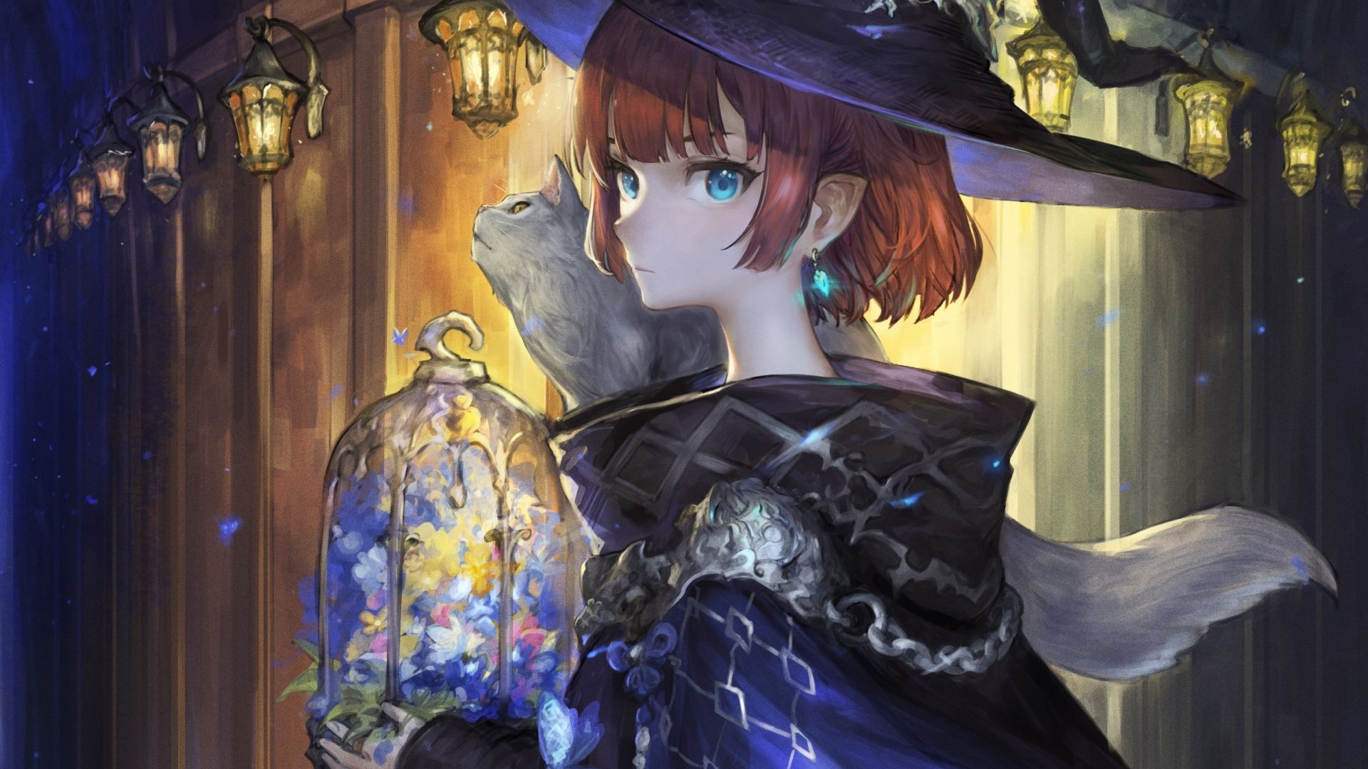 Beautiful Wizard Anime Girl Redhead Art Wallpaper HD Image