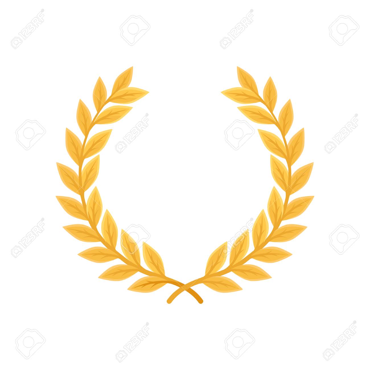 Gold Laurel Wreath Heraldic Symbol Monarchy Attribute Vector
