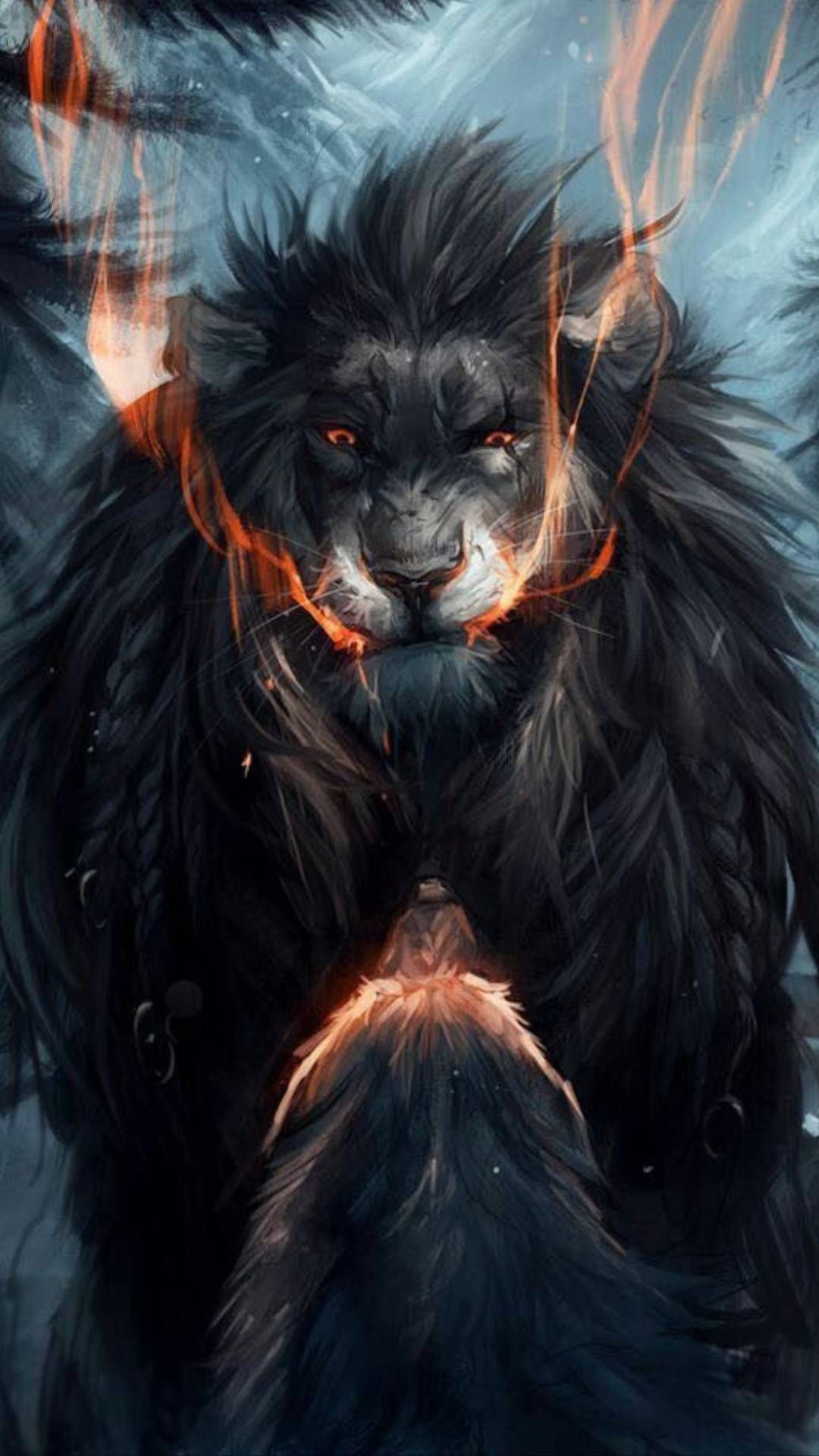 Lion vs Wolf iPhone Wallpaper Arte de tigre Dark fantasy art 1080x1920