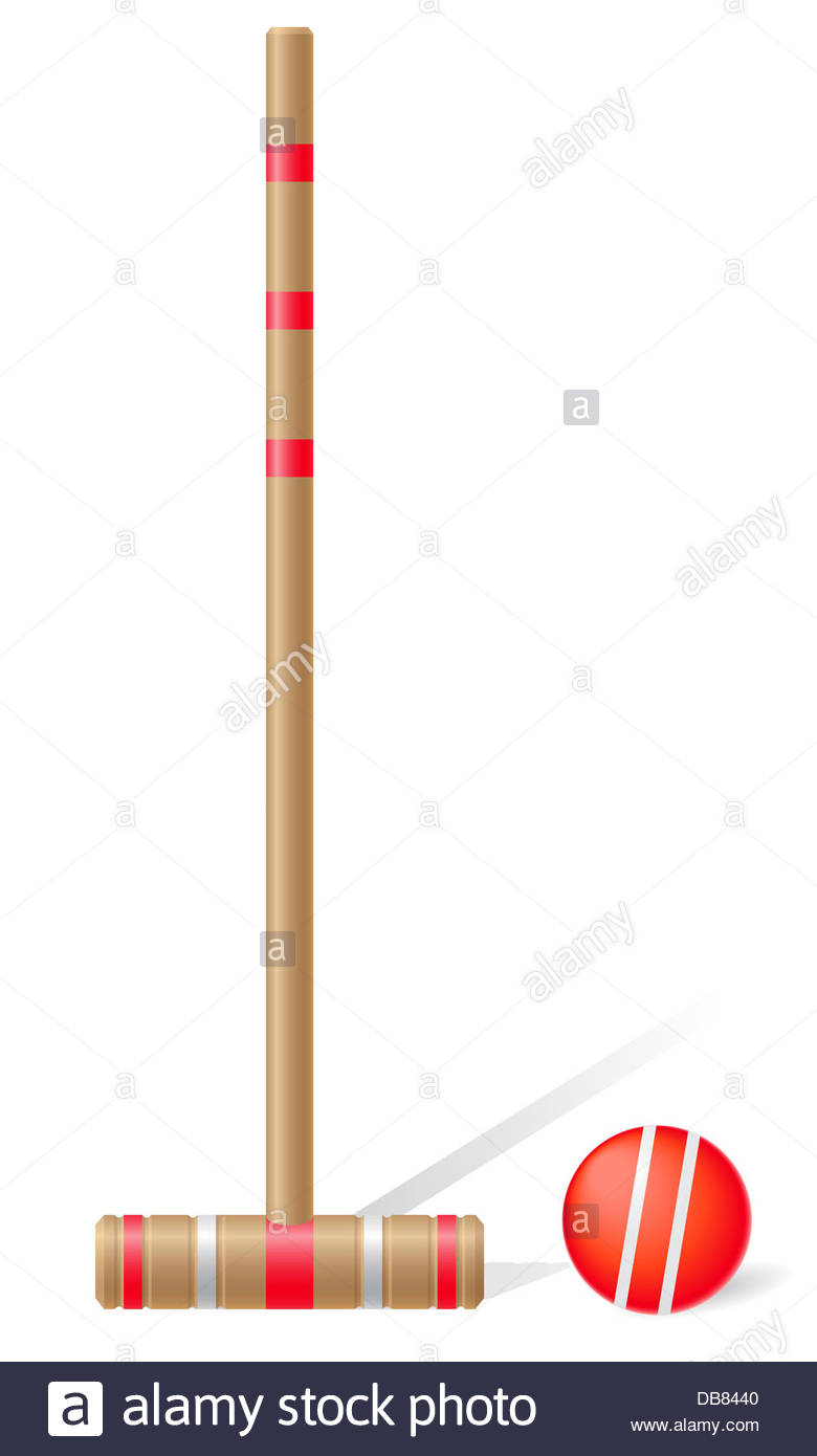 Croquet Mallet And Ball Illustration Isolated On White Background
