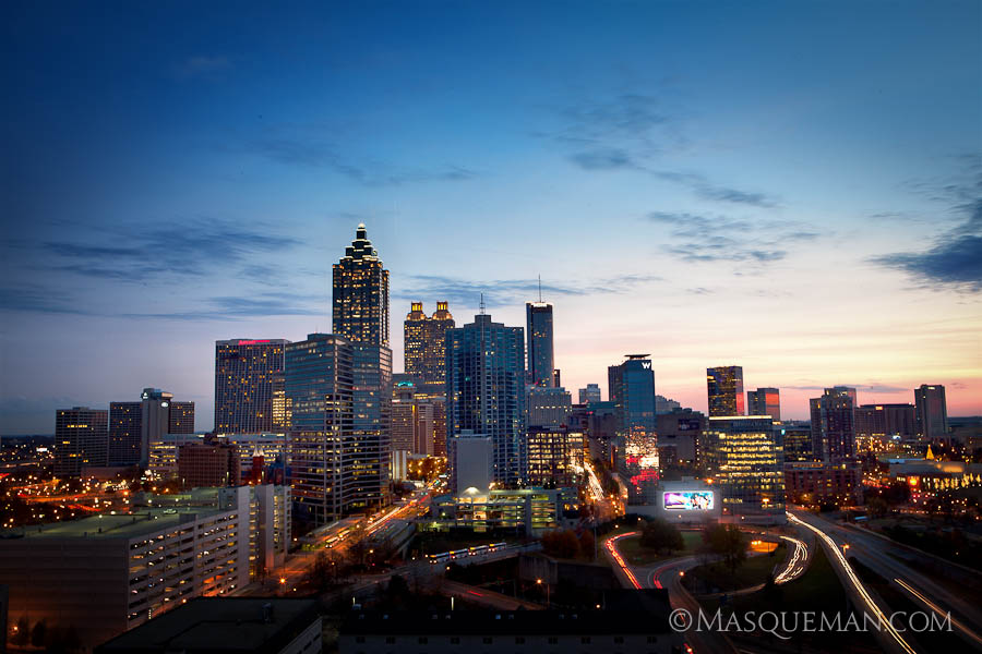 Atlanta Skyline At Sunset Andrew Hughes Of Masqueman Photography And