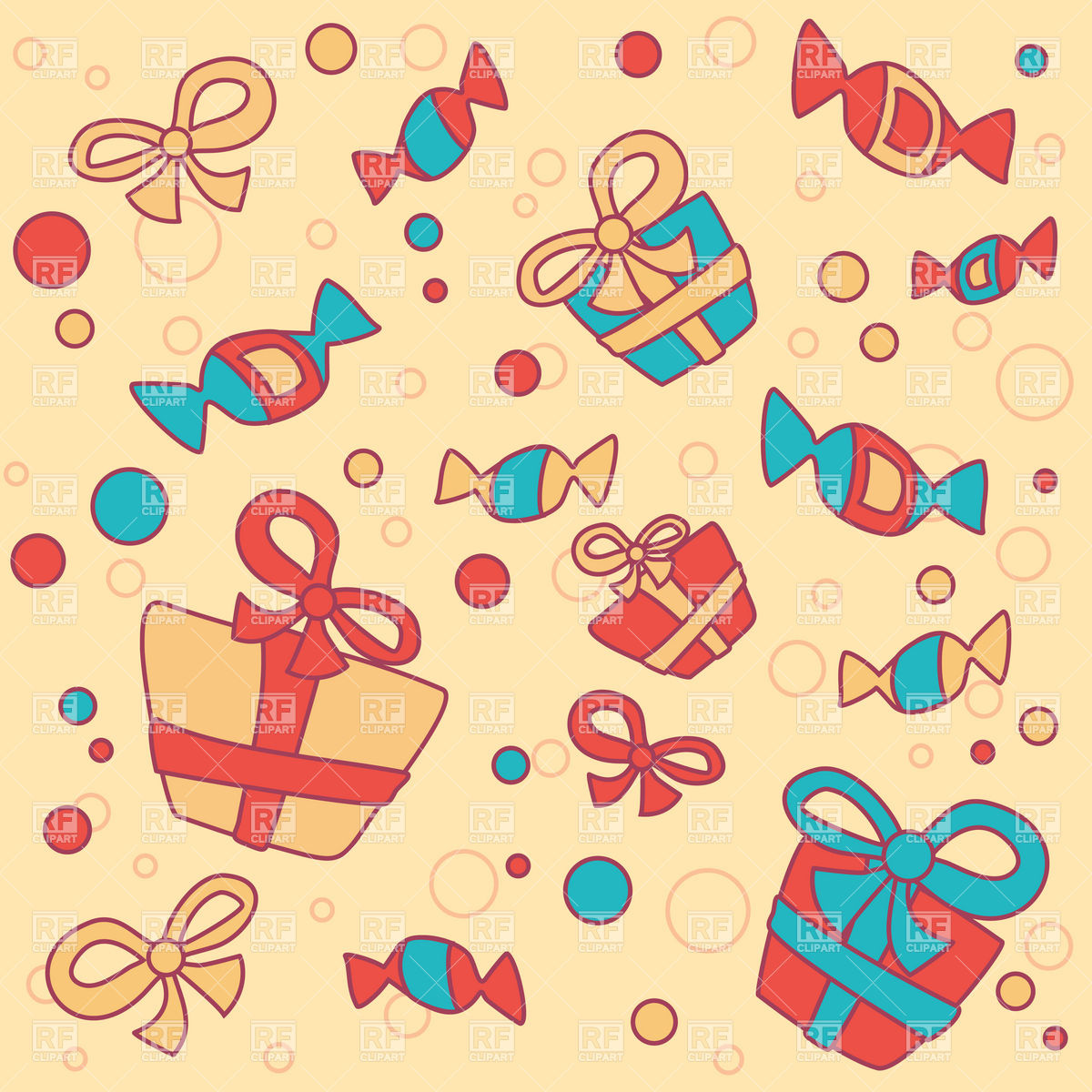 Funny Background With Gifts And Sweets Vector Image Of Background