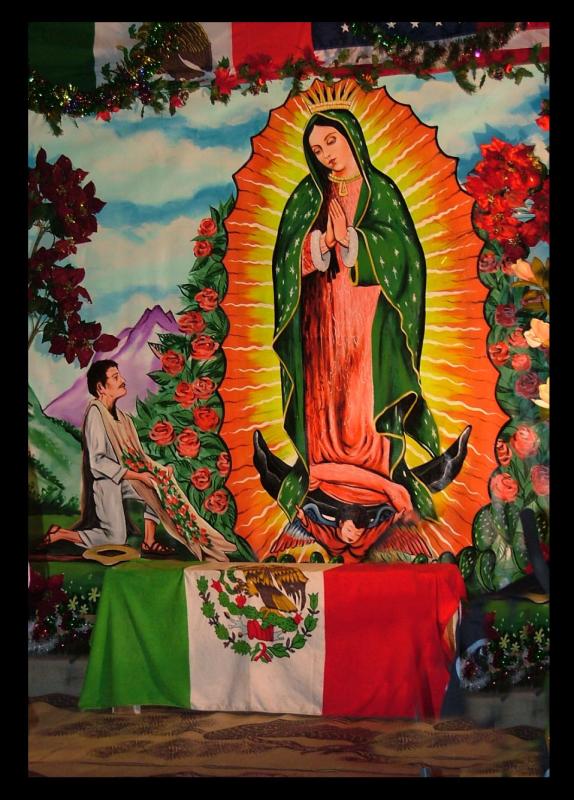 Mexican Flag Virgin Mary Juan Diego Y La