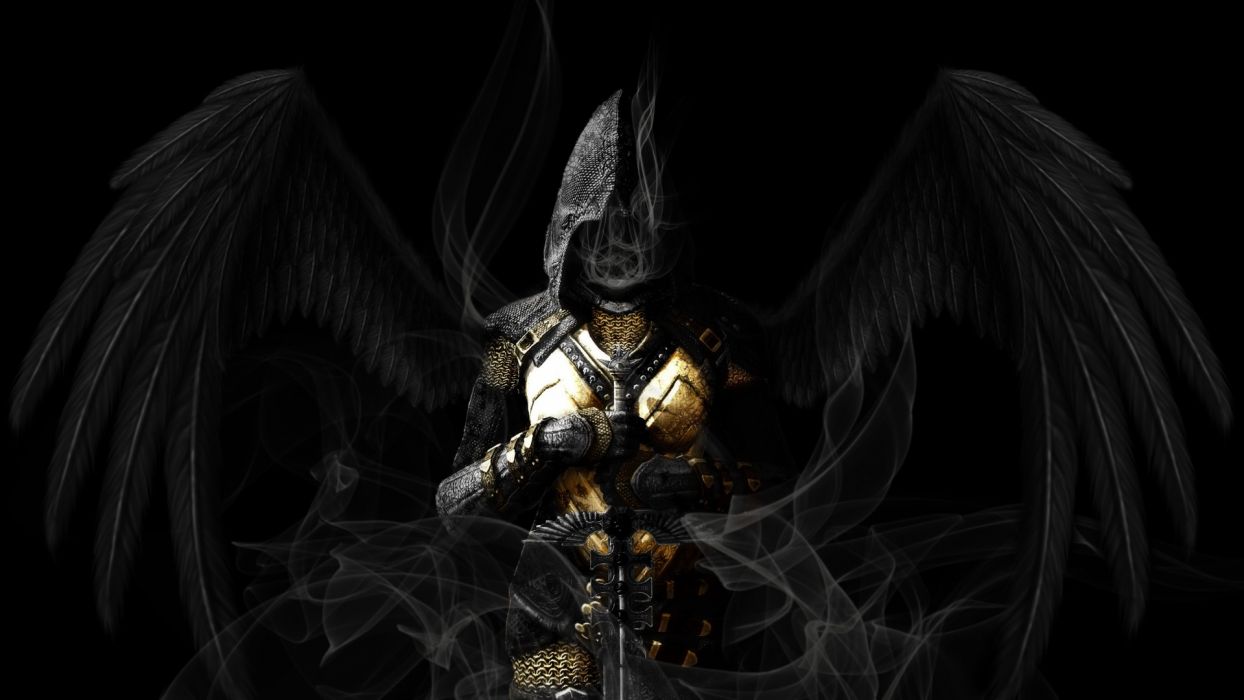Angel Wings Black Sword Gothic Dark Reaper Grim Angels Wallpaper