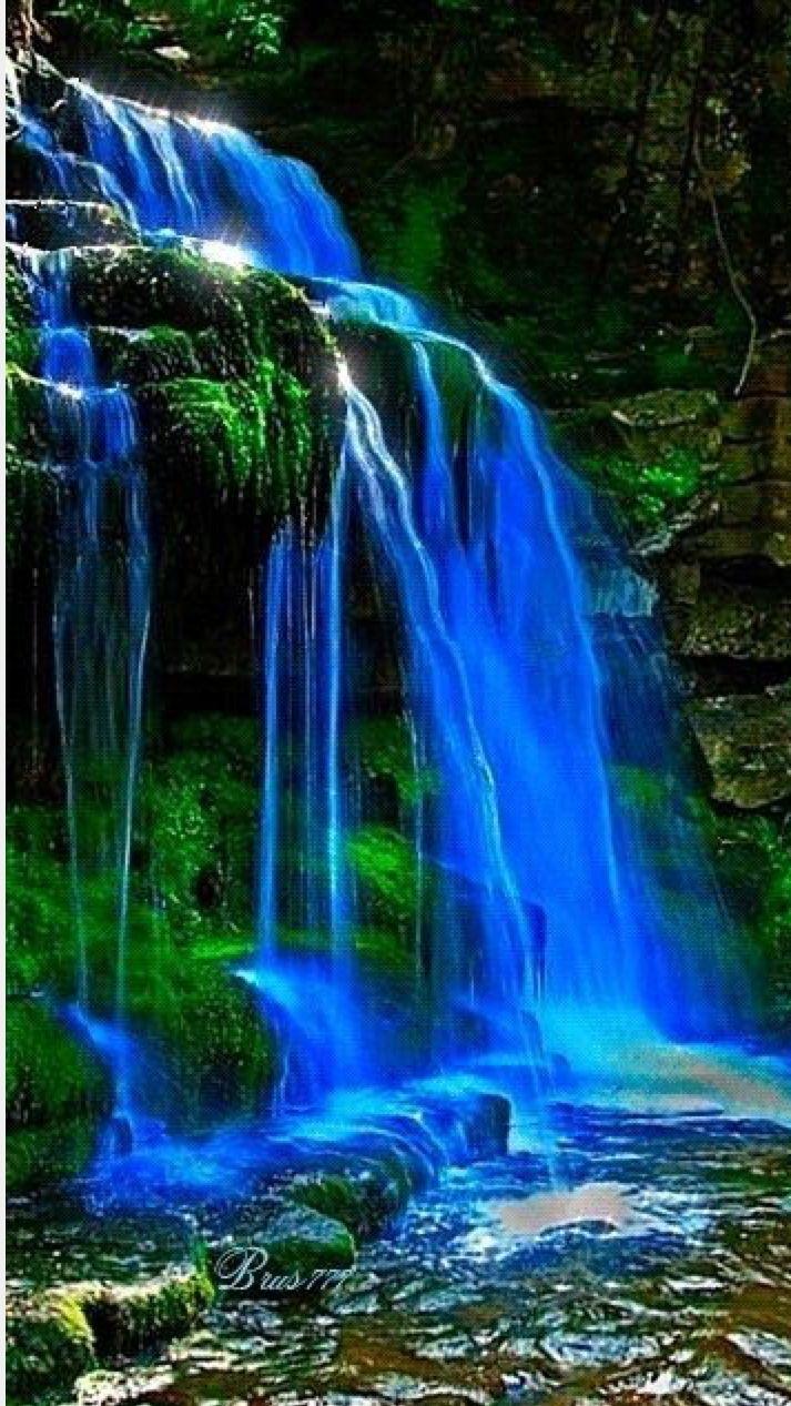 Blue Waterfall Beautiful Landscapes Waterfalls
