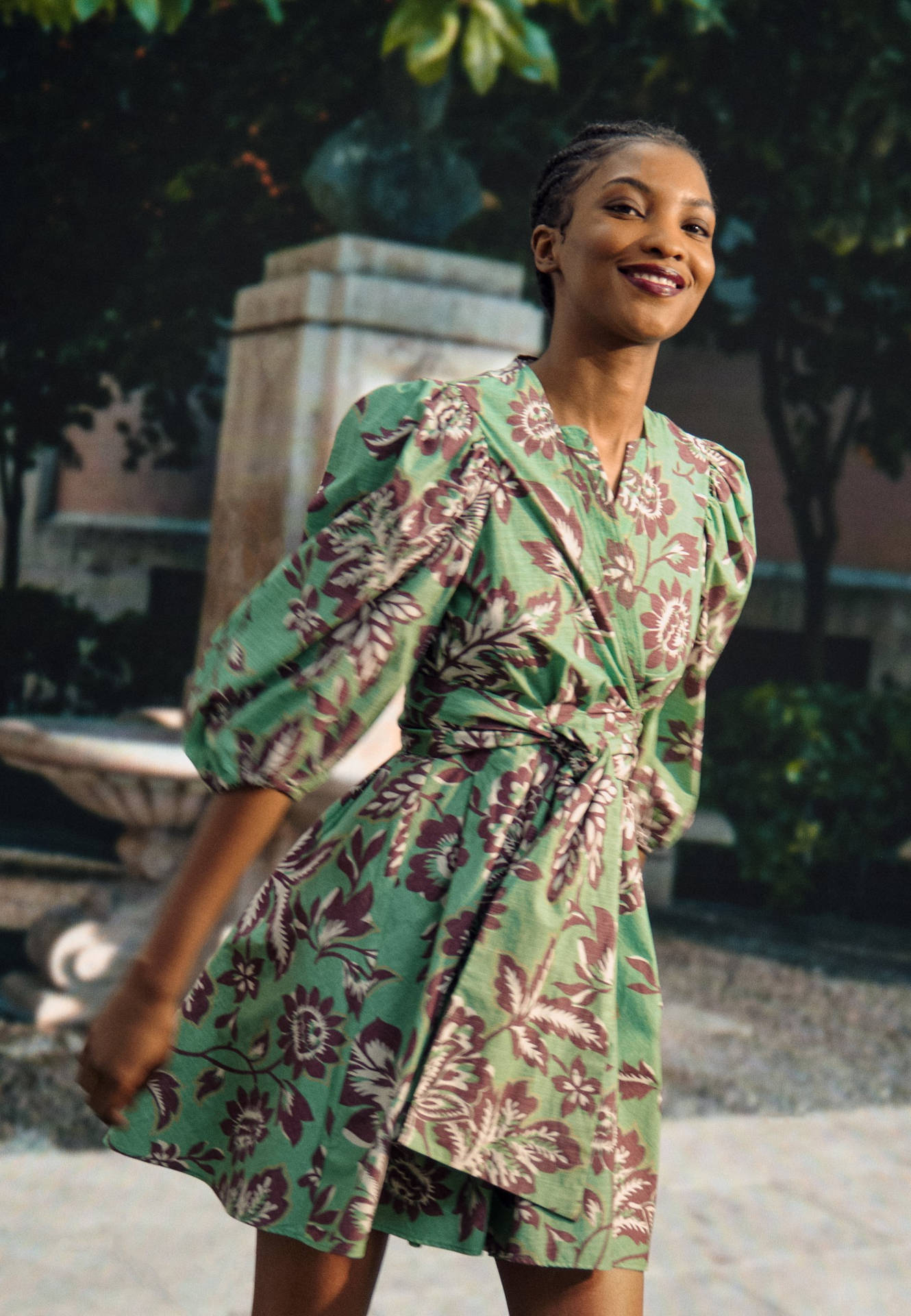 Claudie Pierlot S Stunning Floral Green Print Dress Wallpaper