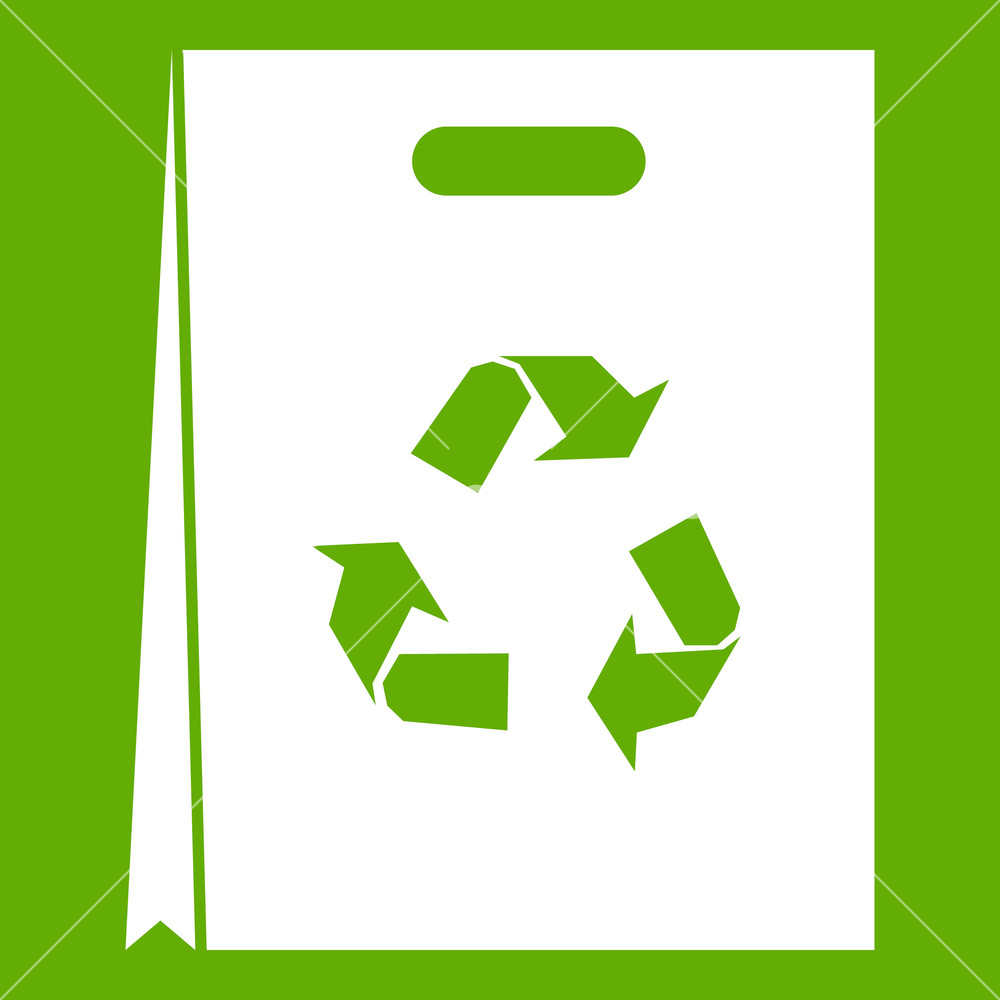 Package Recycling Icon White Isolated On Green Background Vector