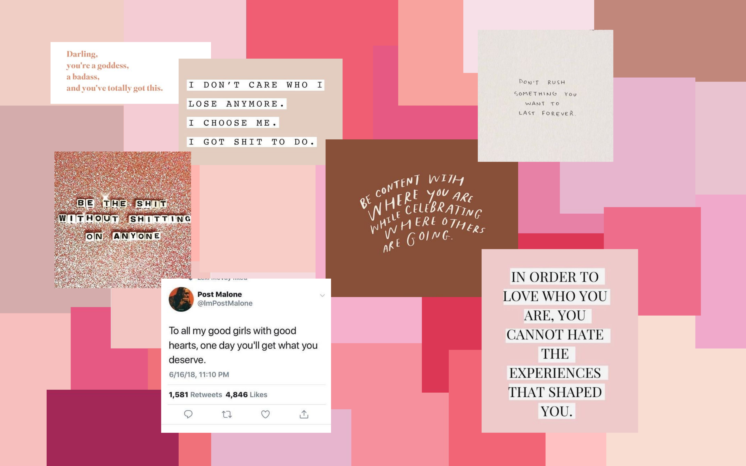 Pink quotes aesthetic computer wallpaper Cute desktop wallpaper