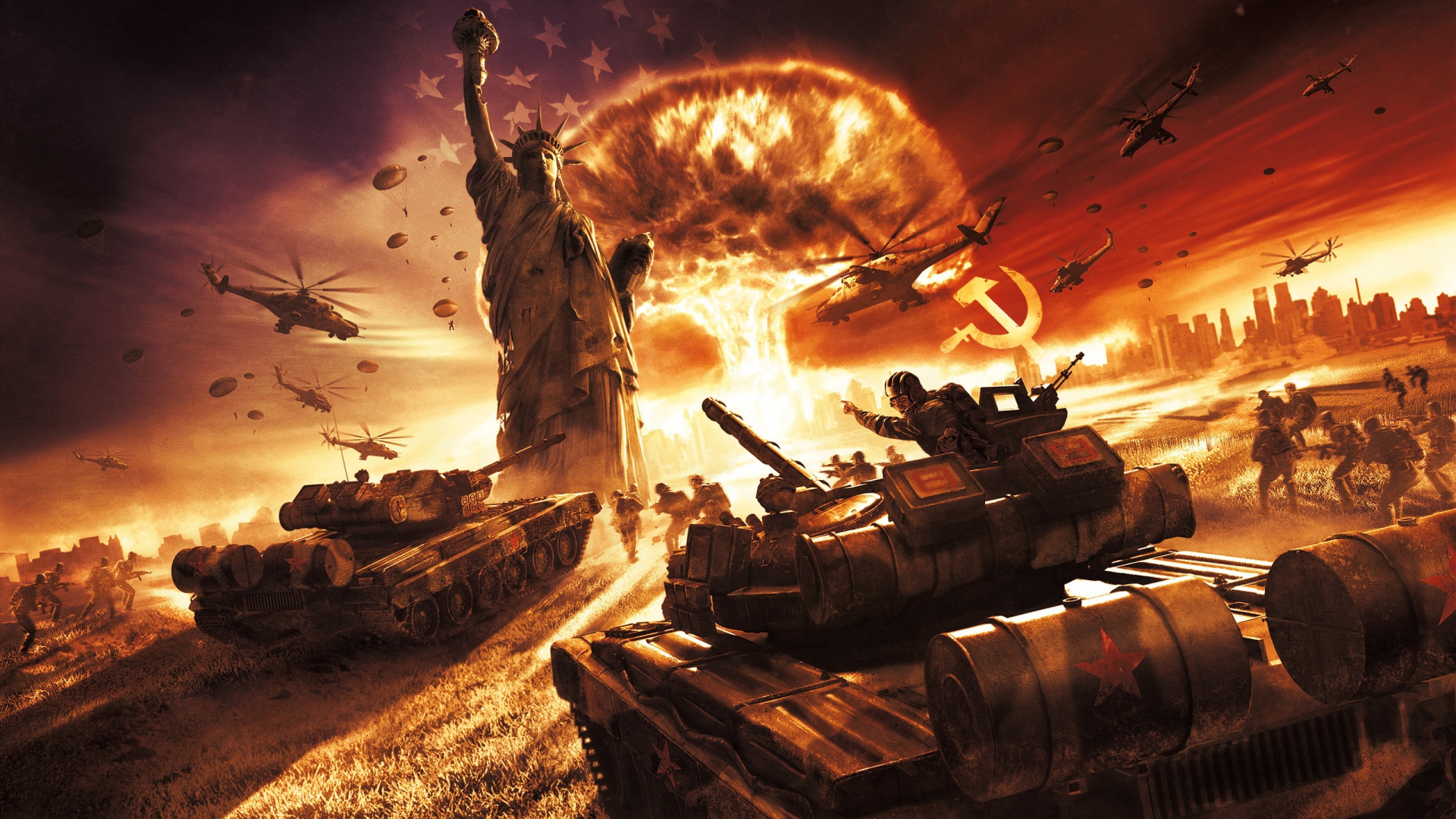 Full HD Wallpaper world in conflict battle statue of