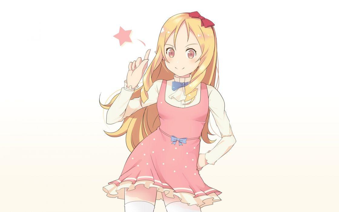 Konachan Blonde Hair Bow Dress Eromanga Sensei