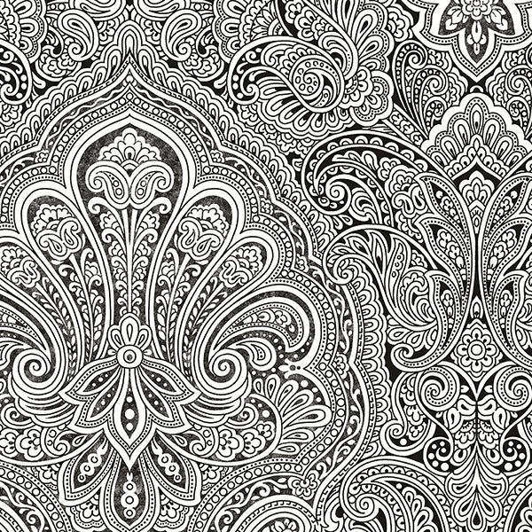 Seamless Black And White Floral And Paisley Pattern B62