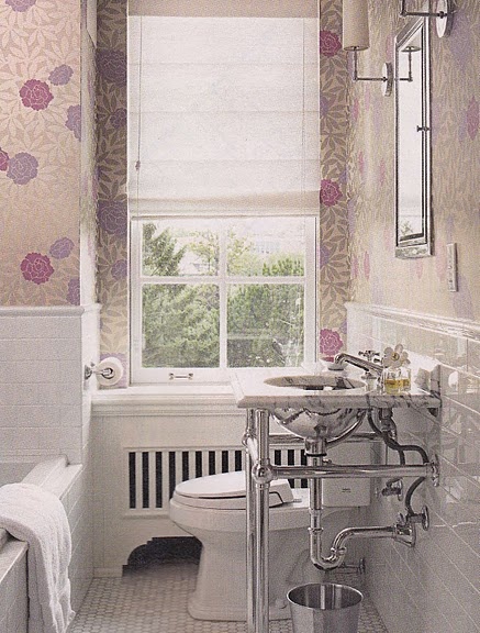 Bathroom Wallpaper Subway Tile Interiors Bathrooms Powder Roo