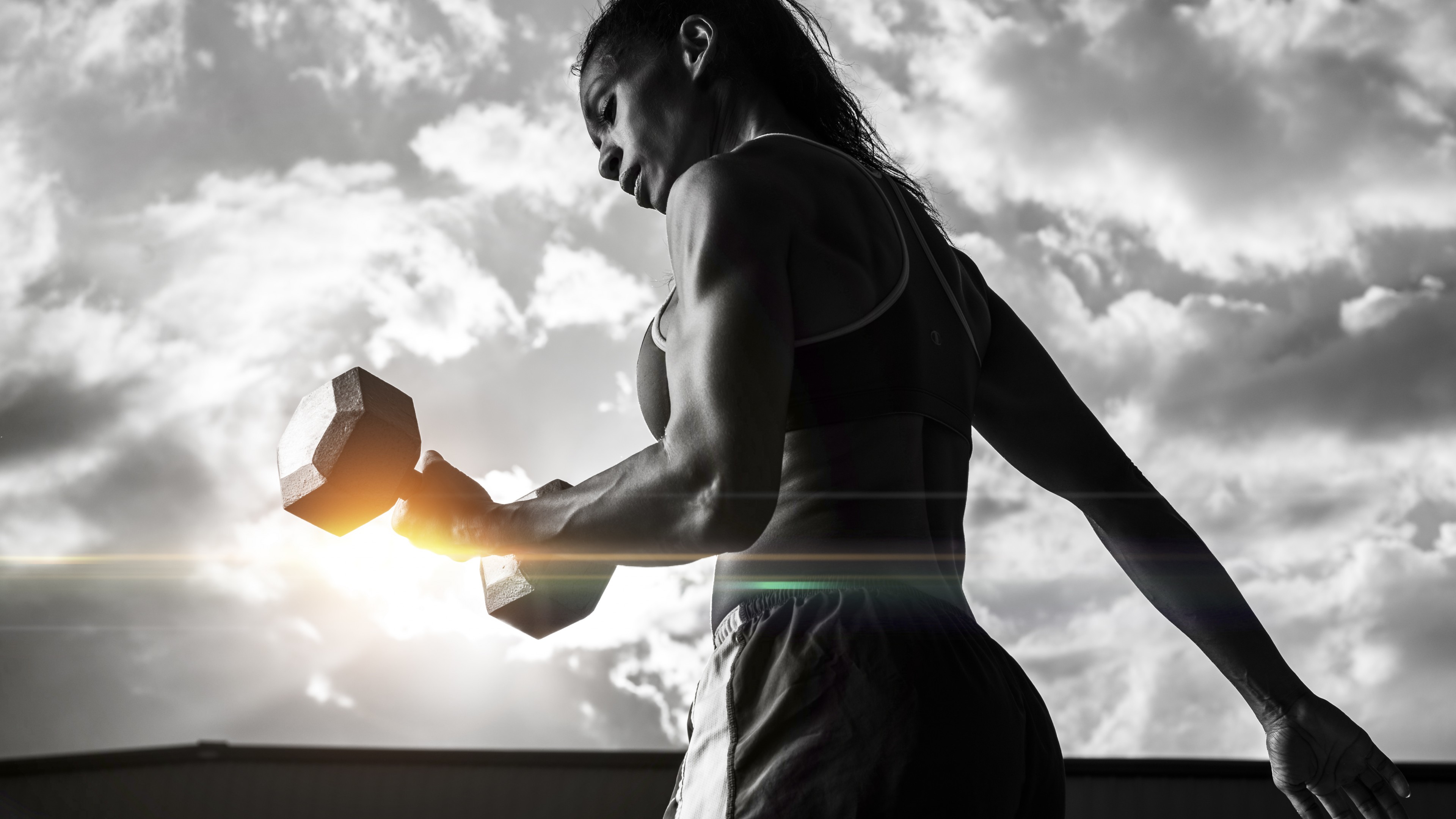 Wallpaper Girl Fitness Exercise Gym Dumbbells Workout