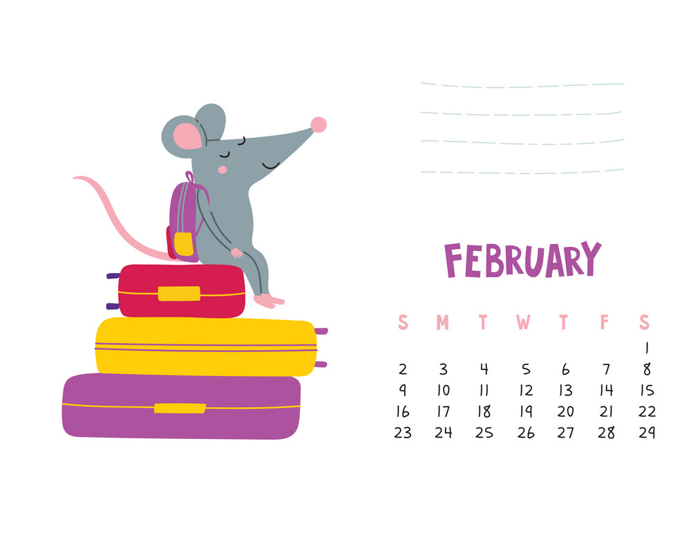 Cute February Calendar Simple And Very Pretty Wall
