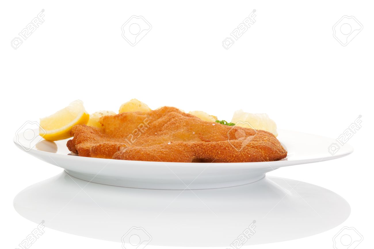 Free download Delicious Wiener Schnitzel On Plate Isolated On White