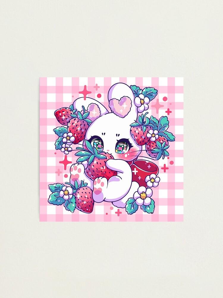 Rabbit Strawberry Kawaii Photographic Print For Sale By