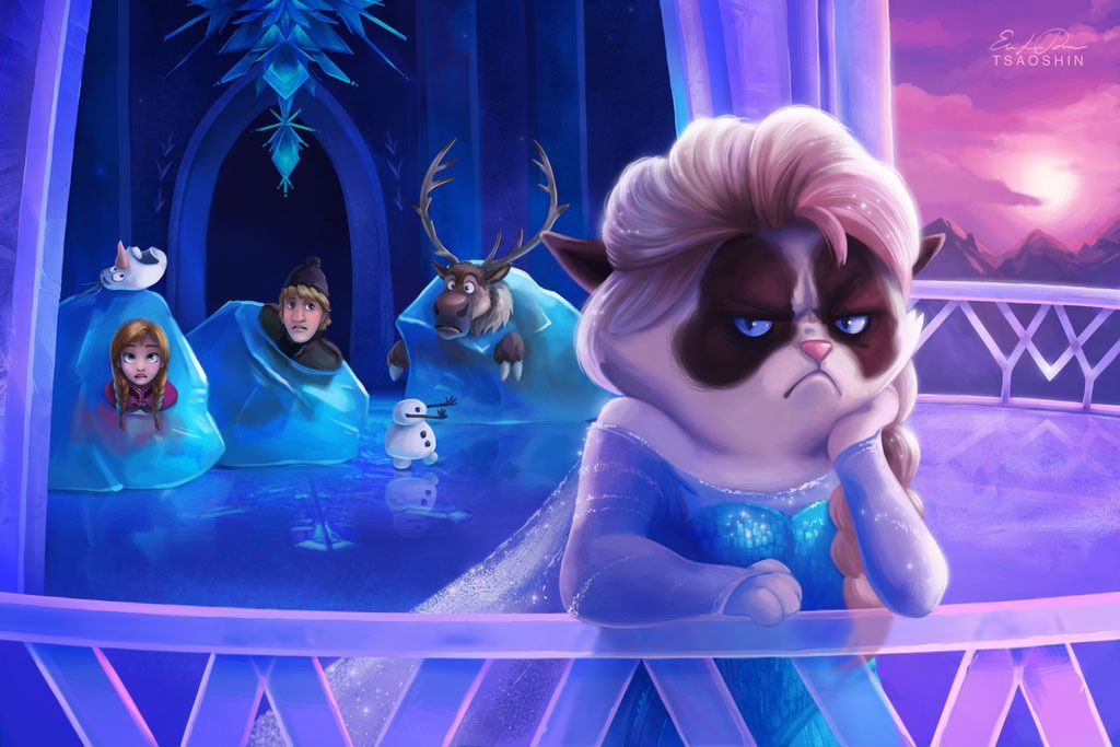 Grumpy Cat Says Let It No In Adorable Frozen Graphic Art Mashup
