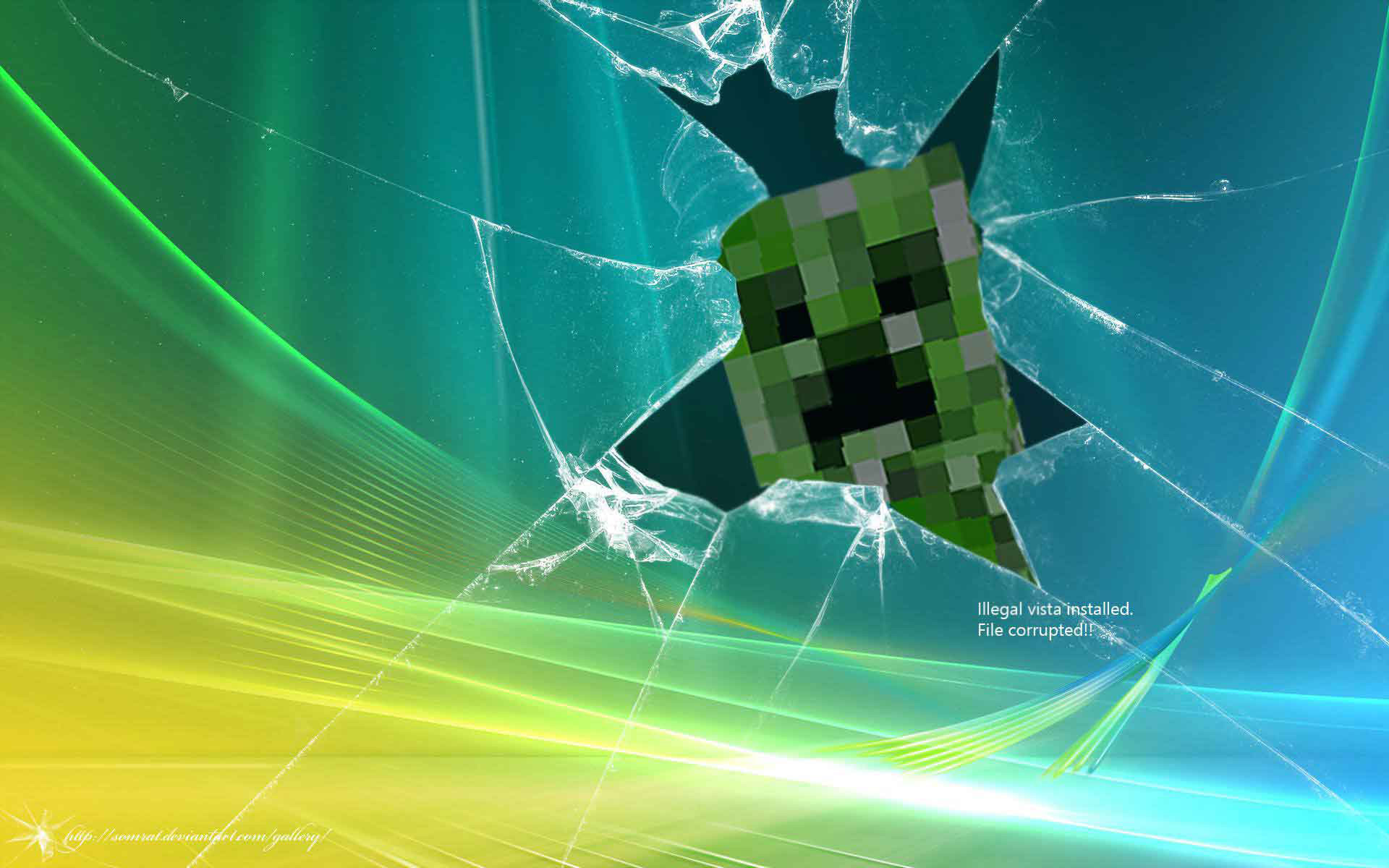 Minecraft Wallpaper Broken Desktop Creeper Hiding From The