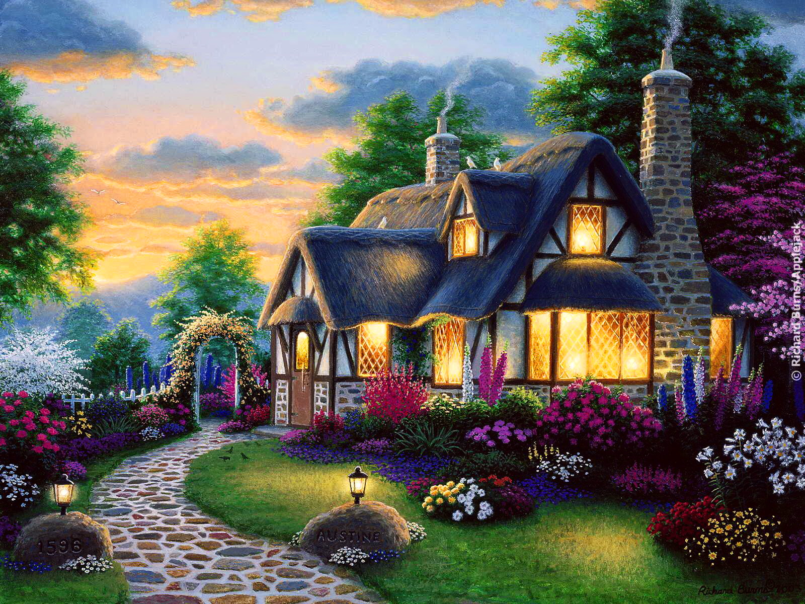 Lovely Countryside House Wallpaper