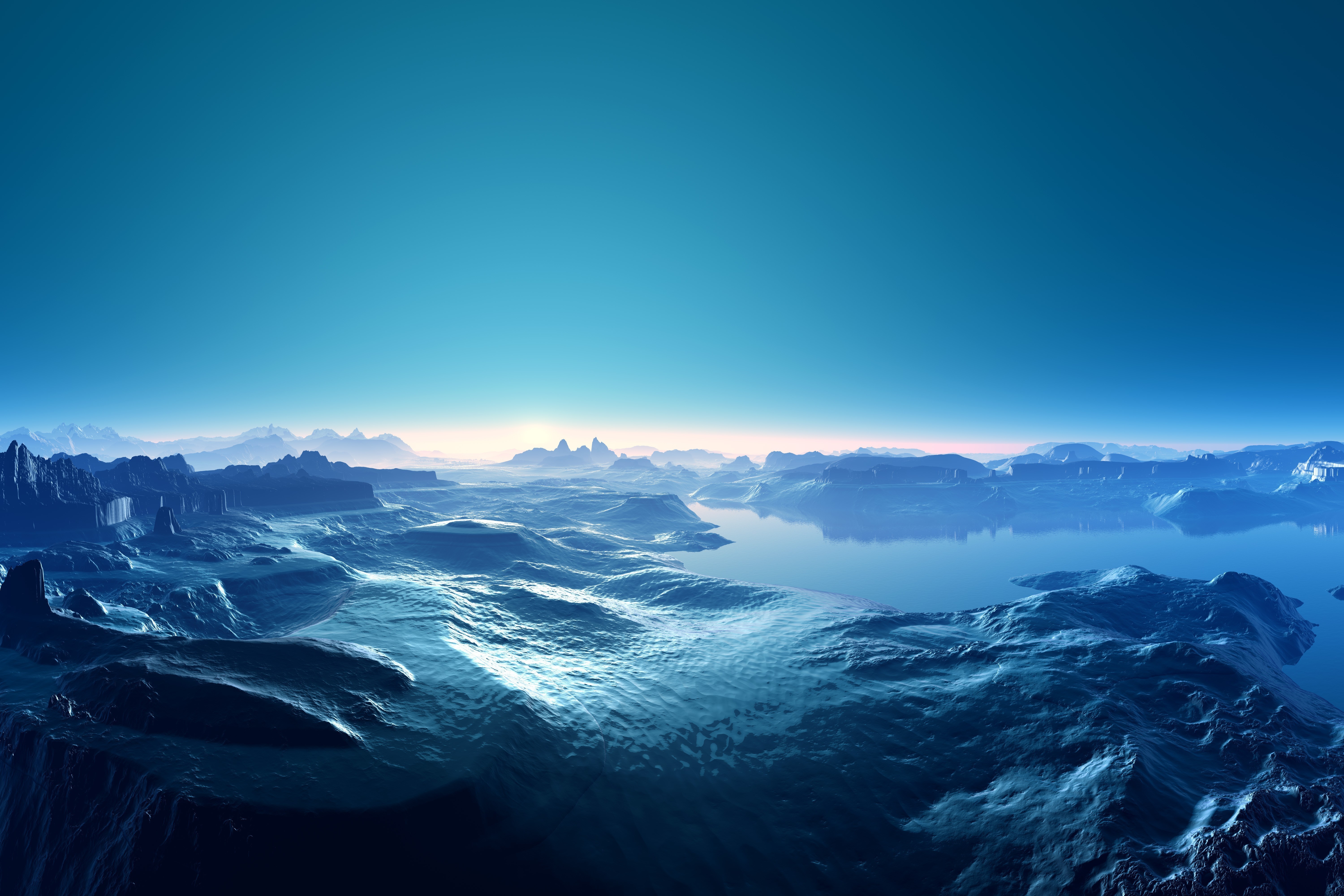 Moon Clouds Landscapes Mountains Ocean HD Wallpaper Desktop