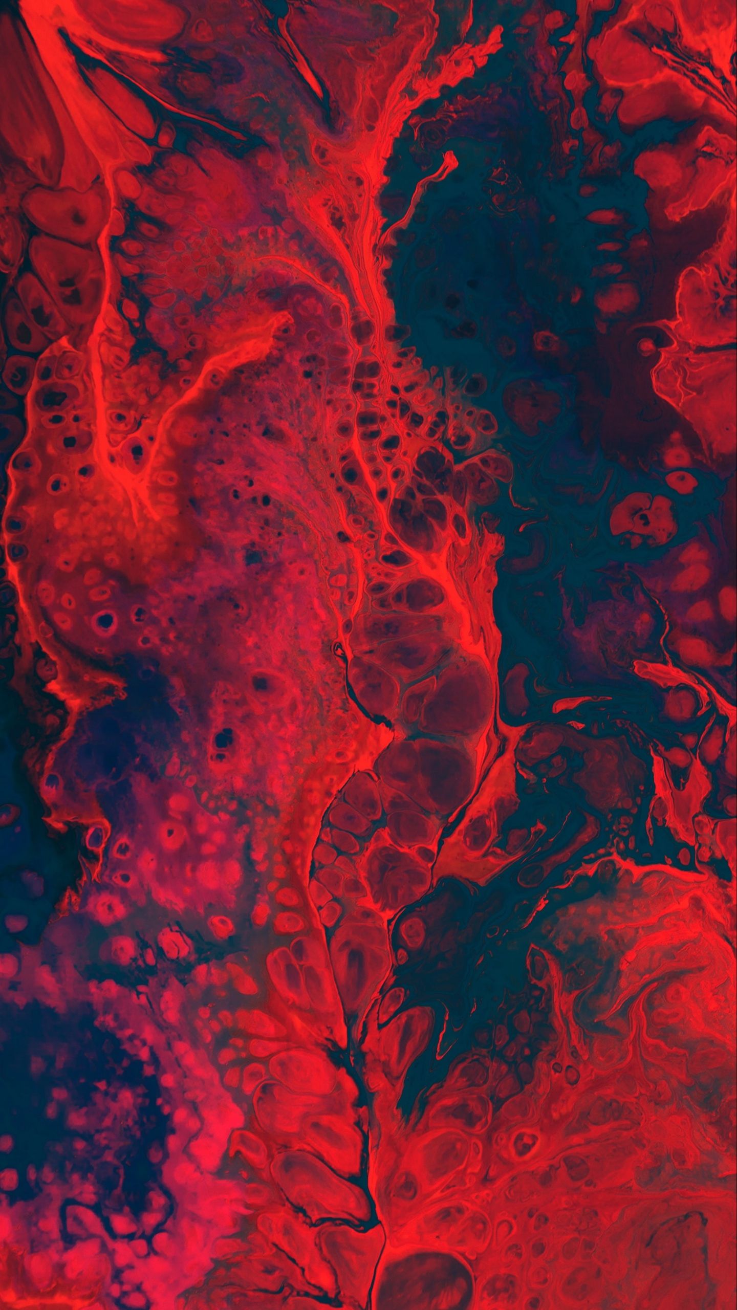 Wallpaper Paint Spots Liquid Macro Red QHD