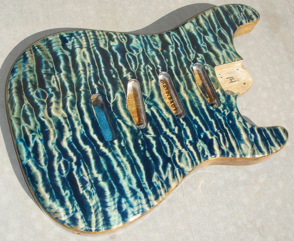 Green Quilted Maple Guitar Top Long Tubular Grain Like