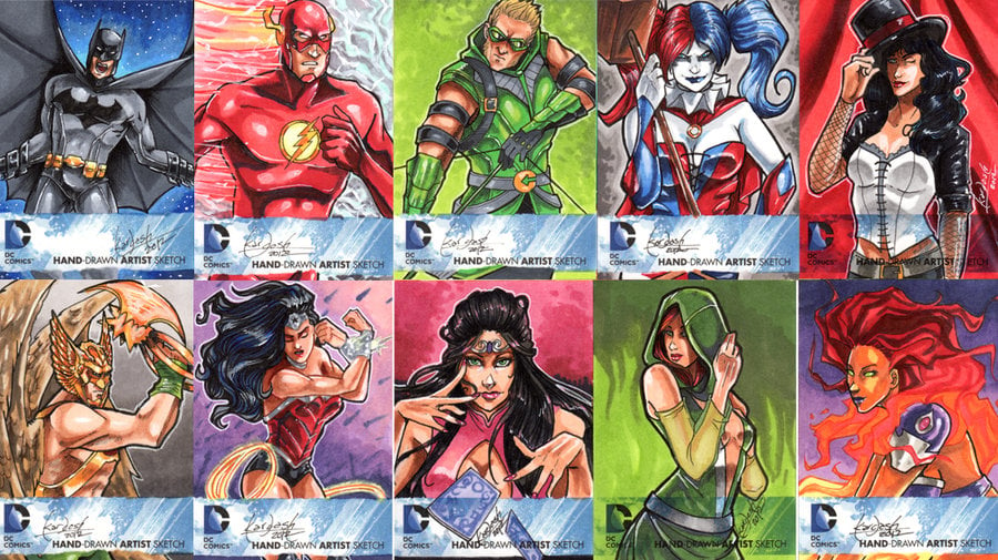 DC New 52 Sketch Cards 1 10 by skardash on