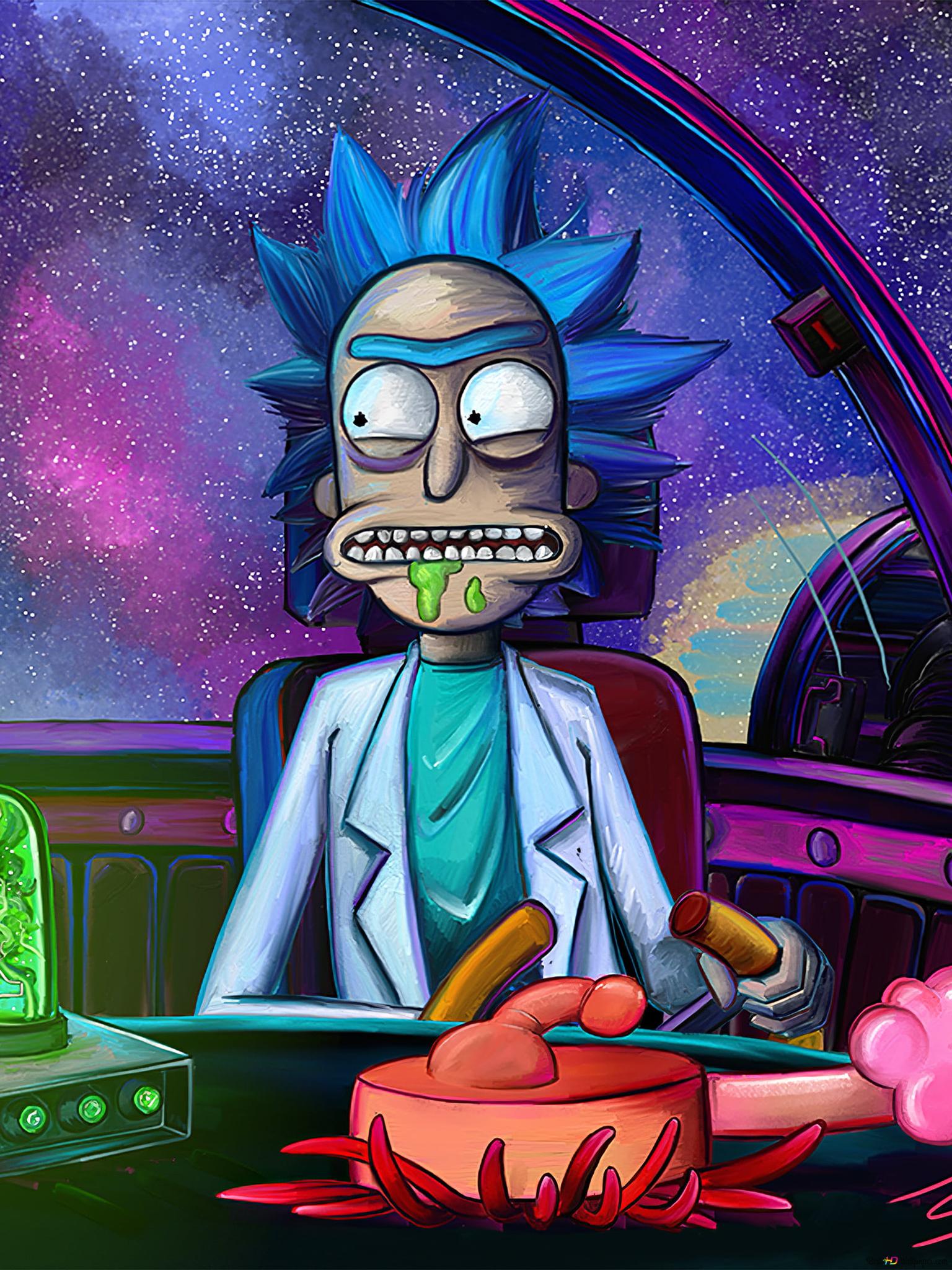 Rick And Morty Cartoon Characters Sitting 4k Wallpaper