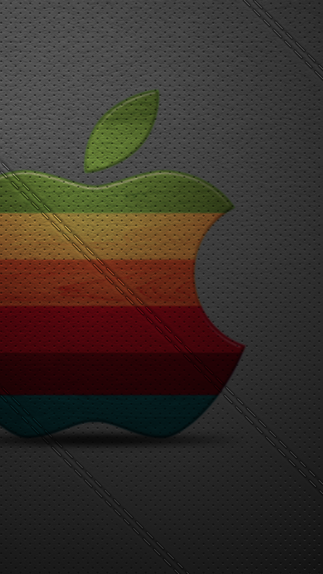iPhone Wallpaper Apple Rainbow Leather