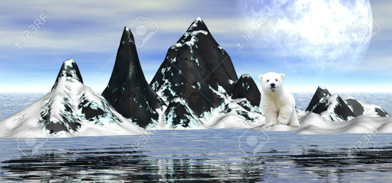 3d Illustration Of The North Pole Polar Bear On An Ice Floe